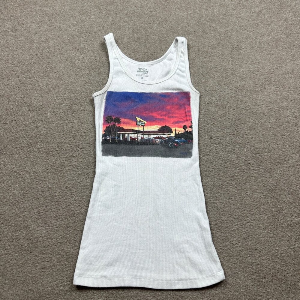 In-N-Out Burger Women's Shirt Size S White Sleeveless Stretch Tank Top Casual